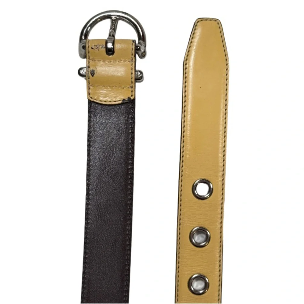 COACH | 3980 J3 Yellow Genuine Leather Brass Buckle Belt Small Classic Preppy